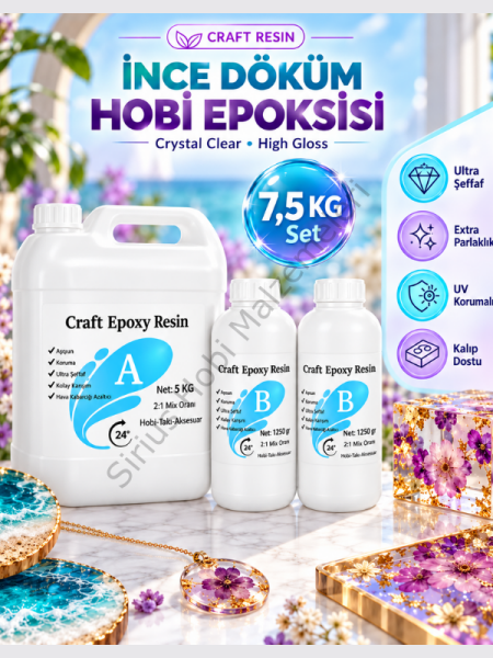 Craft Resin İnce Döküm Şeffaf Hobi Epoksi Reçine – 7,5 KG / 30 KG Seçenekli 2:1 Set