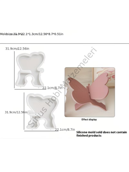 Epoksi Reçine Alçı 30 cm Kelebek Rahle Silikon Kalıbı 2 parça