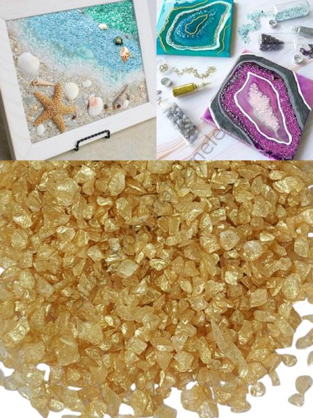Epoksi Cam Kırıkları Sedefli Light Gold İnce 100 gr