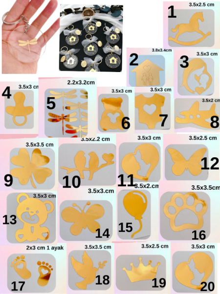 Epoksi Reçine Magnet Tasarımları için Varak Folyo Sticker 40 adet