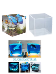Epoksi 3d Şeffaf 10 cm Destekli Küp Silikon Kalıbı
