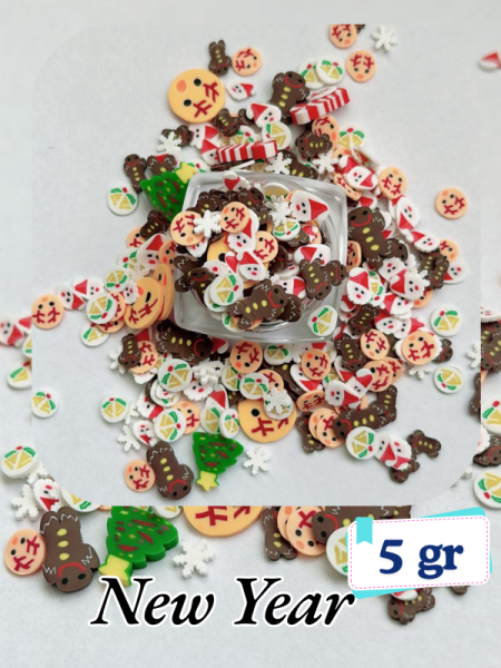 Epoksi Polimer Kil Süslemeler (Fimo Dilimleri) Yılbaşı Newyear 4gr