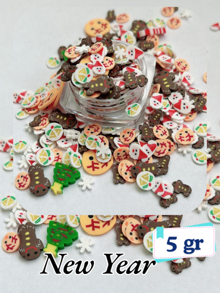 Epoksi Polimer Kil Süslemeler (Fimo Dilimleri) Yılbaşı Newyear 4gr