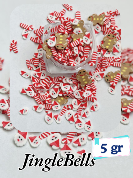 Epoksi Polimer Kil Süslemeler (Fimo Dilimleri) Yılbaşı Jinglebells  4gr