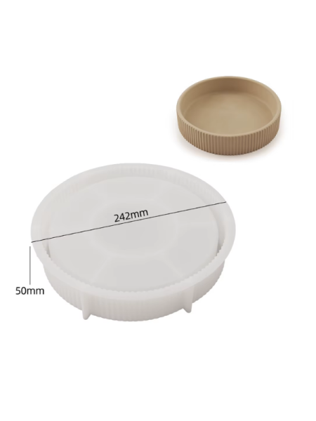 Epoksi Reçine Alçı 24 cm Derin Tırtıklı Tepsi Sunumluk Silikon Kalıbı