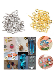 5x10 mm Anahtarlık Epoksi Kolye Takı Çivisi 100 adet Gold - Silver - Rose