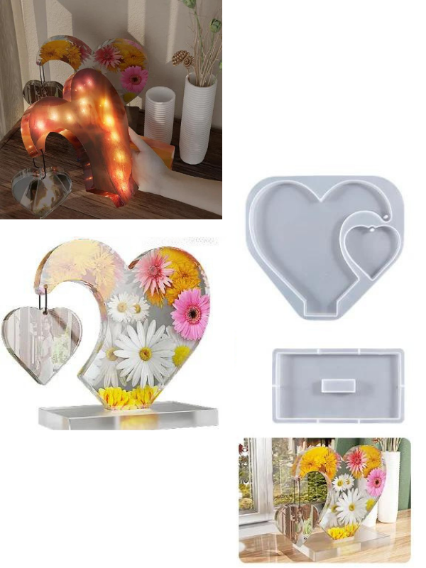 Epoksi Tasarım Kalp Fotoğraflık Silikon Kalıbı