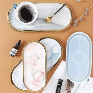 Epoksi  Reçine Alçı Oval Sunumluk Tabak Silikon Kalıbı