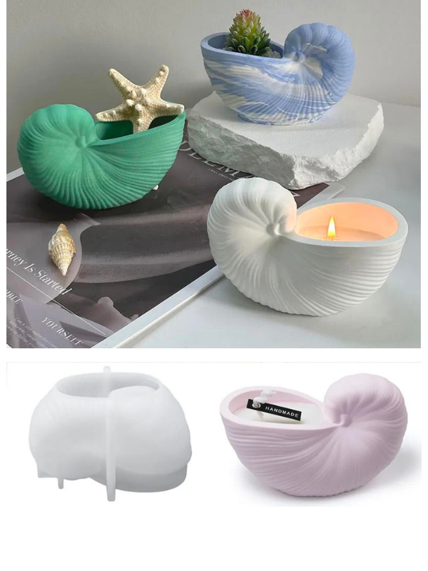 Epoksi Mum Alçı  Deniz Kabuğu Mumluk Kalıbı