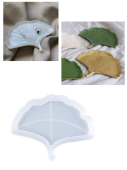 Epoksi Reçine Alçı Ginko Yaprak Tabak Sunumluk Silikon Kalıbı