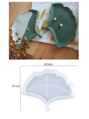 Epoksi Reçine Alçı Ginko Yaprak Tabak Sunumluk Silikon Kalıbı