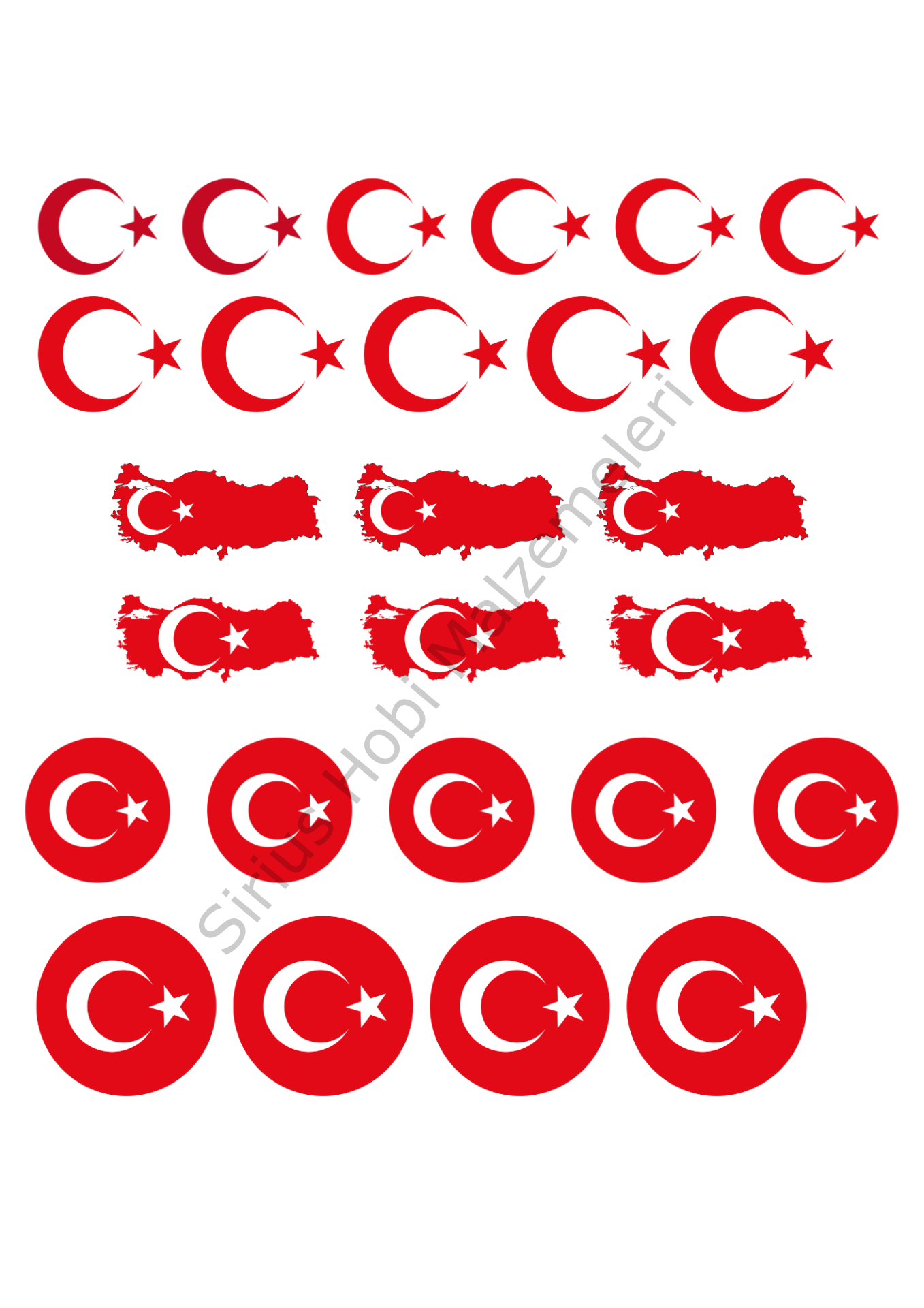 Epoksi Reçine Magnet Kolye  Türk Bayrağı  Asetat Baskısı A4 Boyutundadır