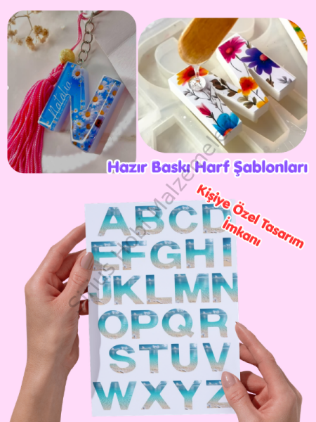 Epoksi Harf Kalıbı Uyumlu Hazır Baskı Şablonu | Kesilip Kullanılan Desenli Harf İçi Baskı | Kişiye Özel Baskı Seçenekli