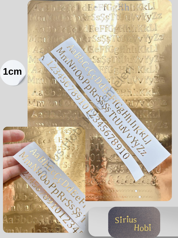 Epoksi Varak Folyo Harf Sticker Modelleri A4 Boyutundadır 4cm Silver (Gümüş)
