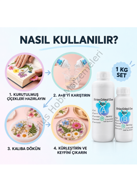 Sirius İnce Döküm Şeffaf Hobi Epoksi Reçine 500 GR – 2:1 Kristal Berrak Epoksi Seti