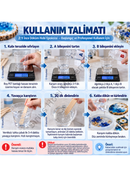 Sirius İnce Döküm Şeffaf Hobi Epoksi Reçine 500 GR – 2:1 Kristal Berrak Epoksi Seti