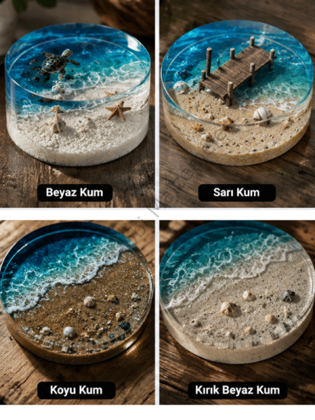 Dekoratif Kum – Epoksi Diorama, Deniz Temalı Tasarım ve Hobi İçin | 4 Renk Seçeneği