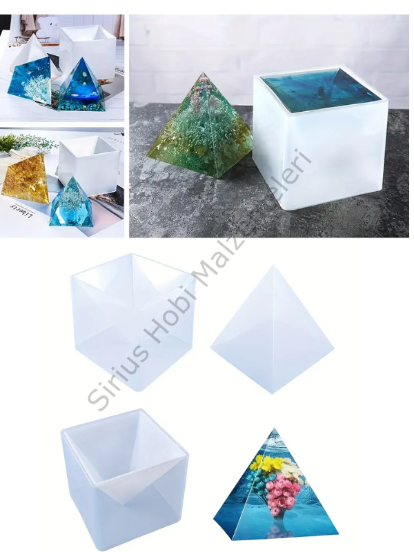 Epoksi Reçine 16 cm Piramit Destekli Silikon Kalıbı