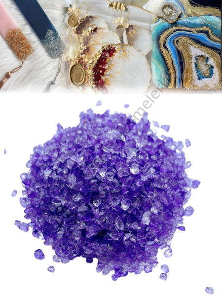 Epoksi Reçine Cam Kırığı Mor Transparan  İnce 100 gr