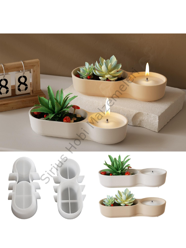 Sukulent Saksı ve Mumluk Silikon Kalıbı 18,1 cm – Alçı ve Beton Saksı Kalıbı