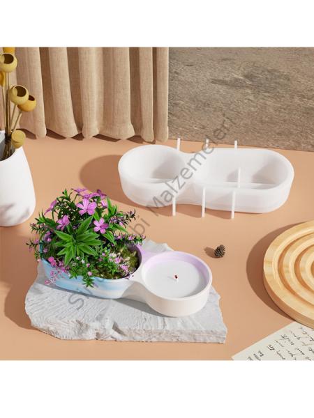 Sukulent Saksı ve Mumluk Silikon Kalıbı 18,1 cm – Alçı ve Beton Saksı Kalıbı