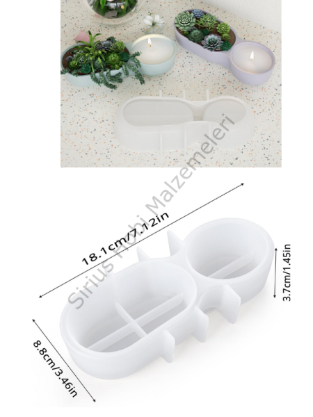 Sukulent Saksı ve Mumluk Silikon Kalıbı 18,1 cm – Alçı ve Beton Saksı Kalıbı