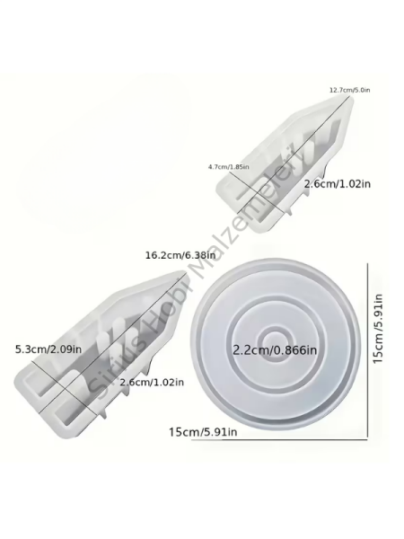 Alçı Ev Kalıbı Seti – 3 Parça Dekoratif Ev ve Yuvarlak Taban Silikon Kalıbı