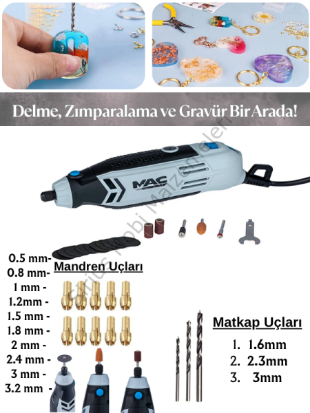 Epoksi Delme Zımparalama Gravür El  Matkabı  130 Watt + 28 Parça Aksesuar Seti