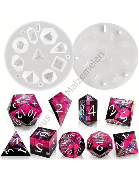 DND RPG Zar Silikon Kalıbı – Epoksi Çok Yüzlü Polyhedral Zar Seti Kalıbı