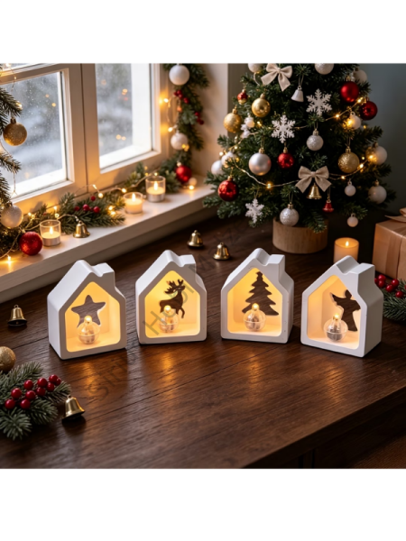 Yılbaşı Ev Mumluk Silikon Kalıbı 6 Model – Alçı ve Epoksi Tealight Kalıbı
