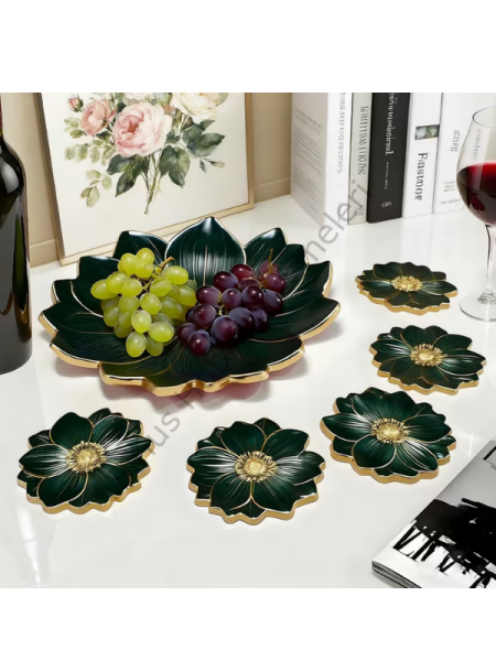 Çiçek Tepsi ve Bardak Altlığı Silikon Kalıbı Seti – Epoksi Lotus Kalıbı