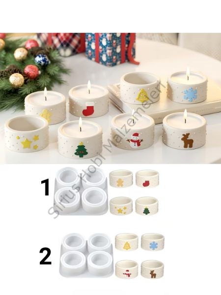 Yılbaşı Tealight Mumluk Silikon Kalıbı 4'lü – Alçı Epoksi Mumluk Kalıbı