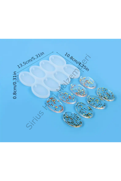 Epoksi 5x3cm Çoklu Oval Kolye Anahtarlık Magnet Silikon Kalıbı