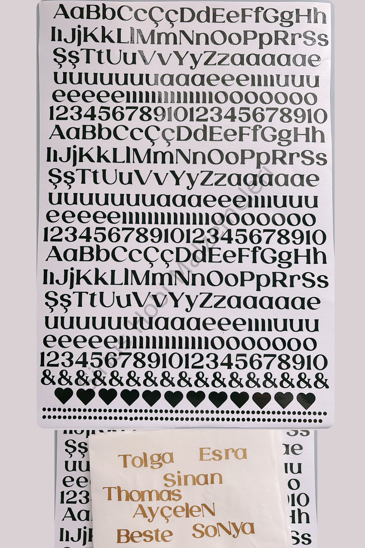 Epoksi 1-1,5cm Arası Harf Sticker Folyo Seti A4 boyutundadır