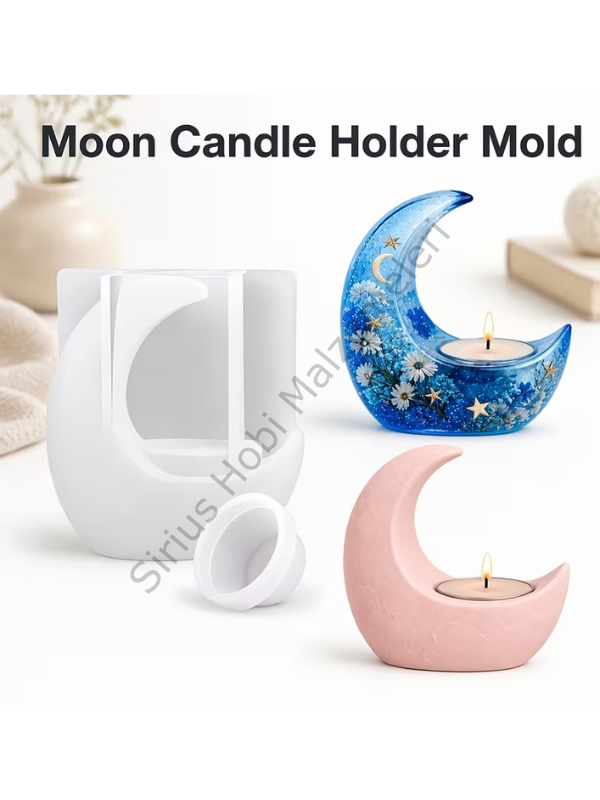 Hilal Ay Mumluk Silikon Kalıbı – Tealight Mumluk Kalıbı 10,2 cm
