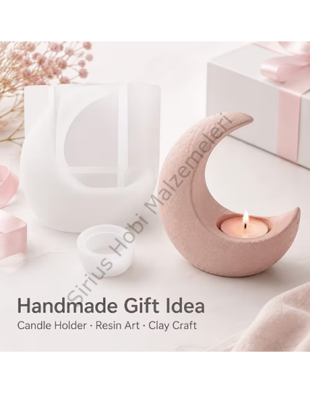 Hilal Ay Mumluk Silikon Kalıbı – Tealight Mumluk Kalıbı 10,2 cm