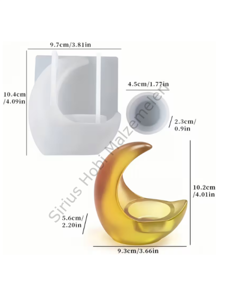 Hilal Ay Mumluk Silikon Kalıbı – Tealight Mumluk Kalıbı 10,2 cm