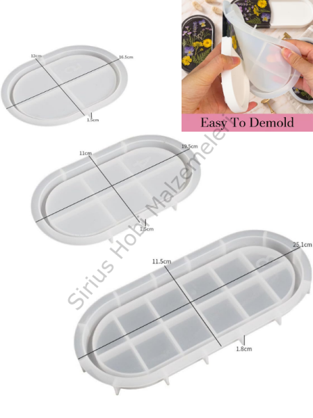 Oval Sunumluk Tepsi Silikon Kalıbı – Alçı ve Epoksi Tepsi Kalıbı