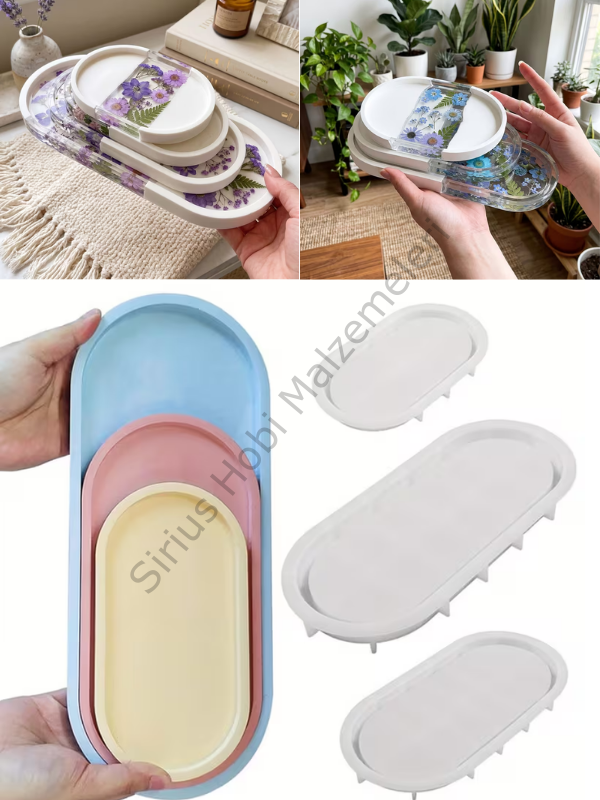 Oval Sunumluk Tepsi Silikon Kalıbı – Alçı ve Epoksi Tepsi Kalıbı