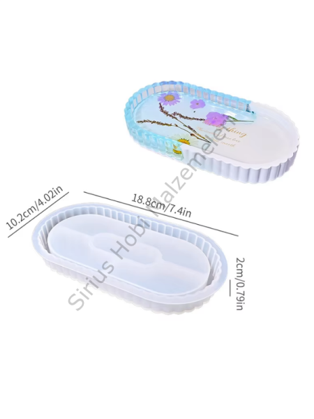 Tırtıklı Oval Sunumluk Tepsi Silikon Kalıbı 18,8 cm – Epoksi Tepsi Kalıbı