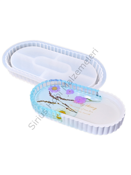 Tırtıklı Oval Sunumluk Tepsi Silikon Kalıbı 18,8 cm – Epoksi Tepsi Kalıbı