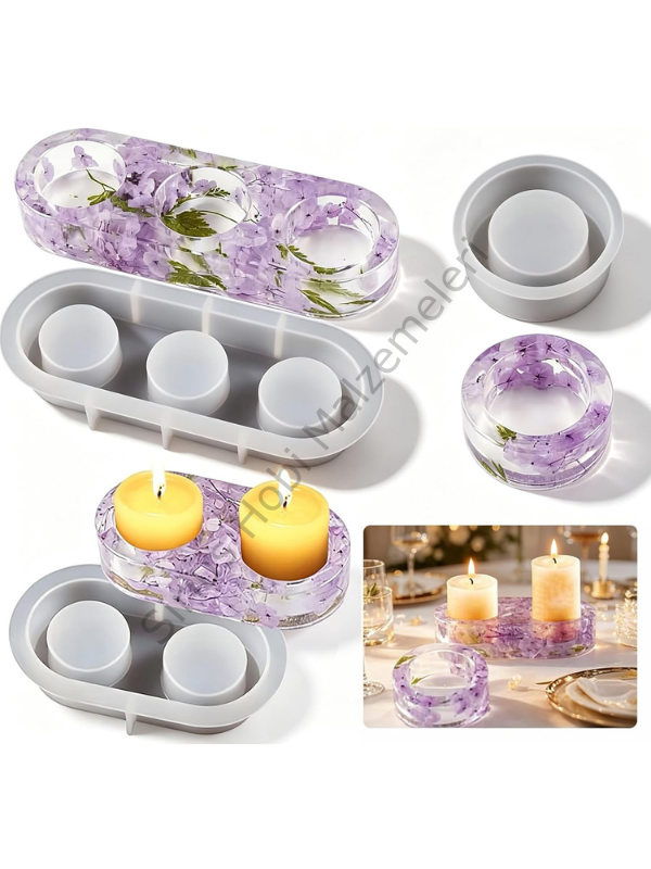 Epoksi Alçı Tealight Mumluk Silikon Kalıbı – Tekli, 2'li ve 3'lü Mumluk Kalıbı