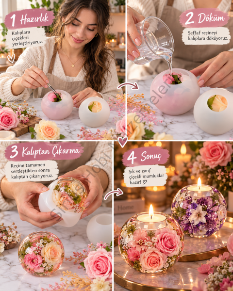 Küre Mumluk Silikon Kalıbı | Epoksi Alçı Tealight Mumluk Kalıbı