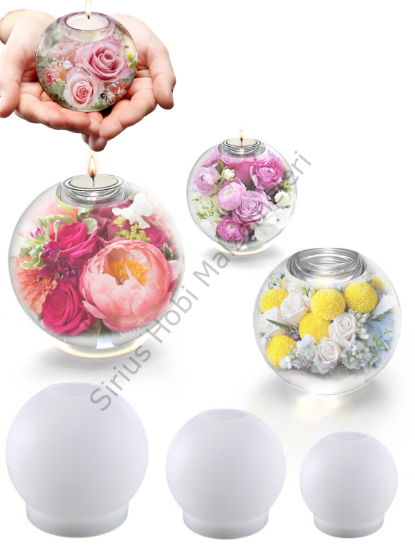 Küre Mumluk Silikon Kalıbı | Epoksi Alçı Tealight Mumluk Kalıbı