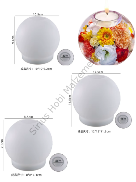 Küre Mumluk Silikon Kalıbı | Epoksi Alçı Tealight Mumluk Kalıbı