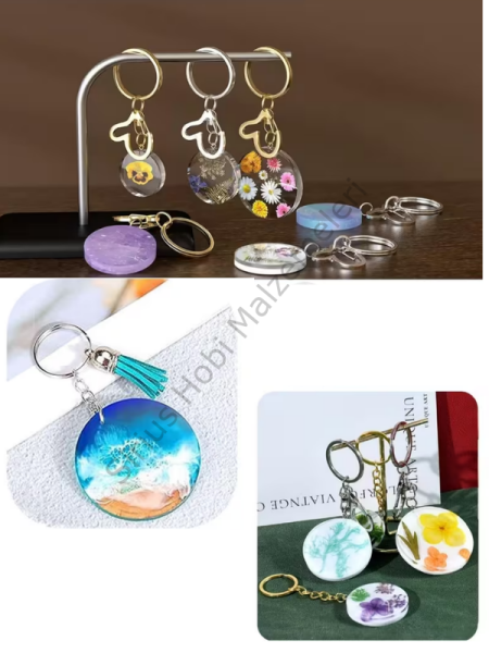Yuvarlak Epoksi Magnet Silikon Kalıbı 8'li – 4 Boy Anahtarlık ve Reçine Kalıbı