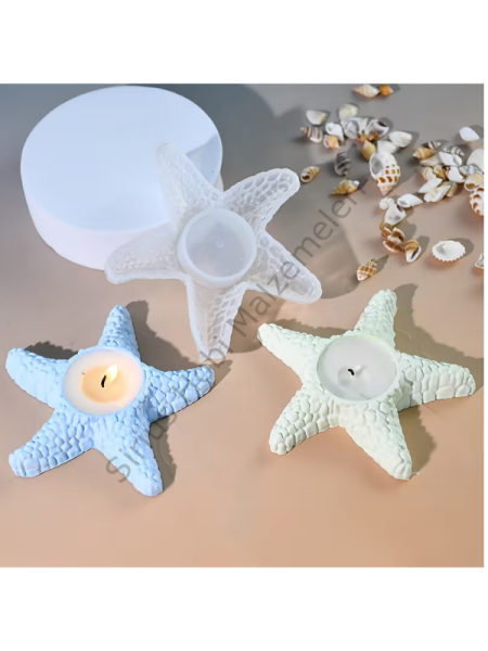 Deniz Yıldızı Mumluk Silikon Kalıbı 9,9 cm – Epoksi ve Alçı Tealight Mumluk Kalıbı