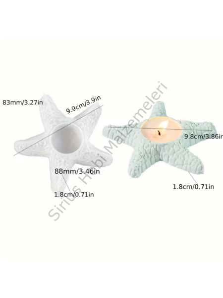 Deniz Yıldızı Mumluk Silikon Kalıbı 9,9 cm – Epoksi ve Alçı Tealight Mumluk Kalıbı