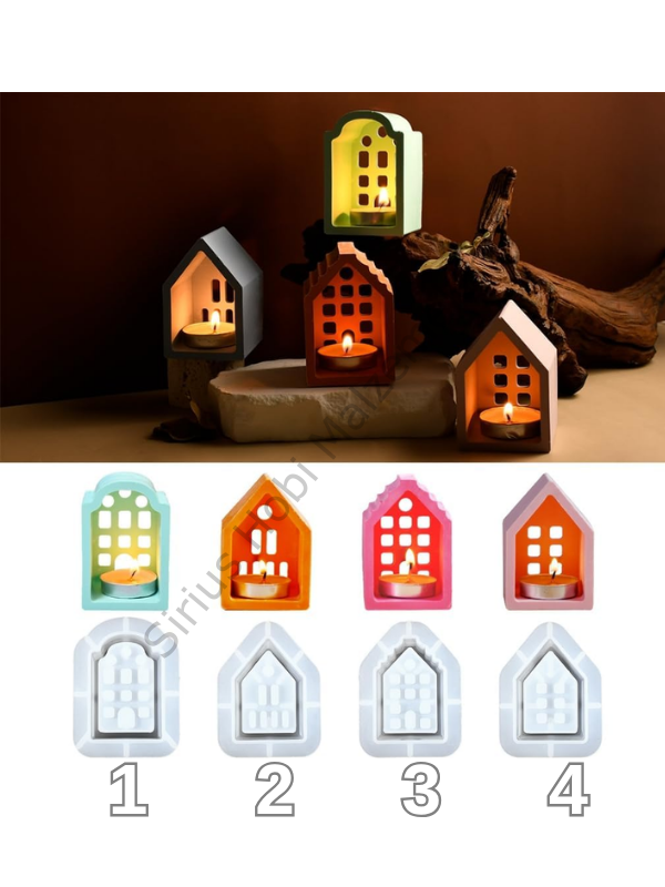 Ev Tealight Mumluk Silikon Kalıbı – 4 Model Dekoratif Ev Mumluk Kalıbı