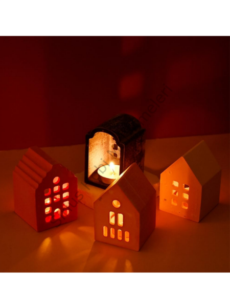 Ev Tealight Mumluk Silikon Kalıbı – 4 Model Dekoratif Ev Mumluk Kalıbı